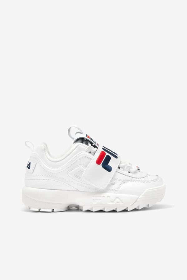 Fila Women's Disruptor 2 Applique Trainers Shoe - White / Navy / Red | UK-061QNFMCB